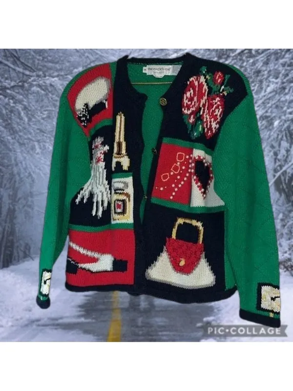 Vintage Eagle's Eye Vintage Christmas Cardigan cottagecore granny teacher - Image 3
