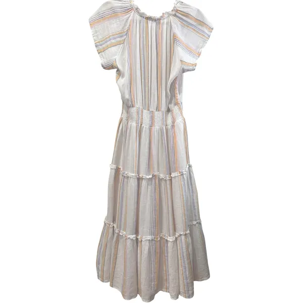 Rails Linen Amellia Dress Merida Stripe Linen Blend‎ Tiered Midi Boho Small $228 - Image 5