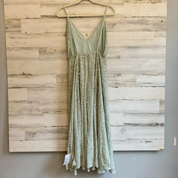NWT ASOS Embellished Cami Midi Dress in Sage Green Sz4 A-line Fit & Flare Sequin - Image 3