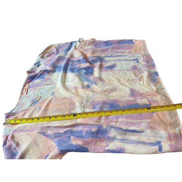 Evri Long Sleeve Semi Sheer Pink Blue Paint Look Tie Waist V-neck 3x Top NWT - Image 10