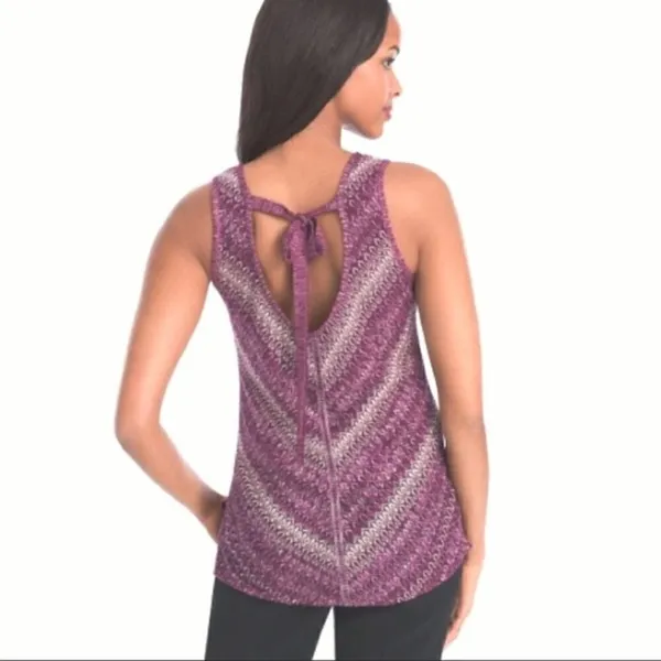 White House Black Market WHBM‎ Tie Back Purple Knit Sleeveless Sweater S - Image 2