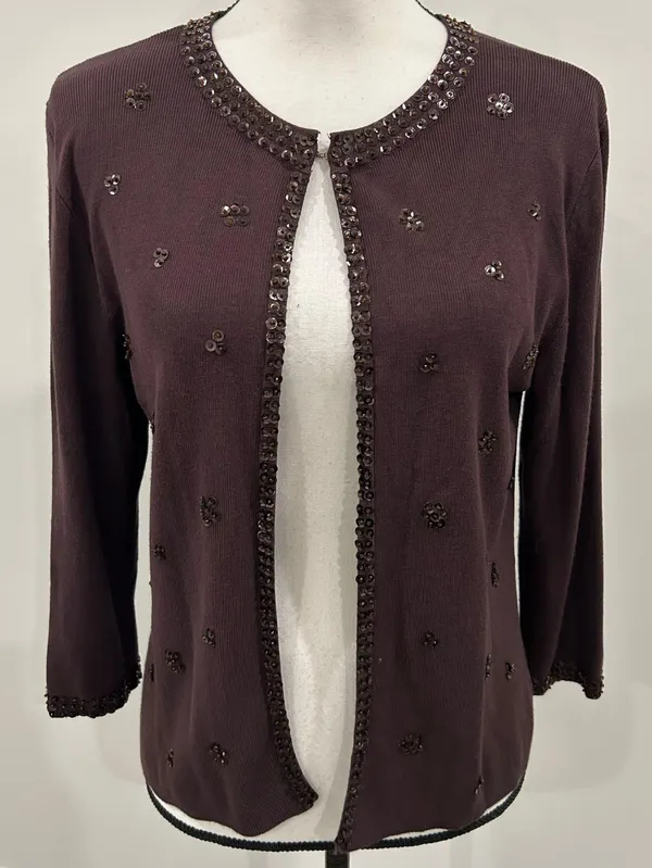 Finity Embellished Cardigan Brown Size L - Image 2