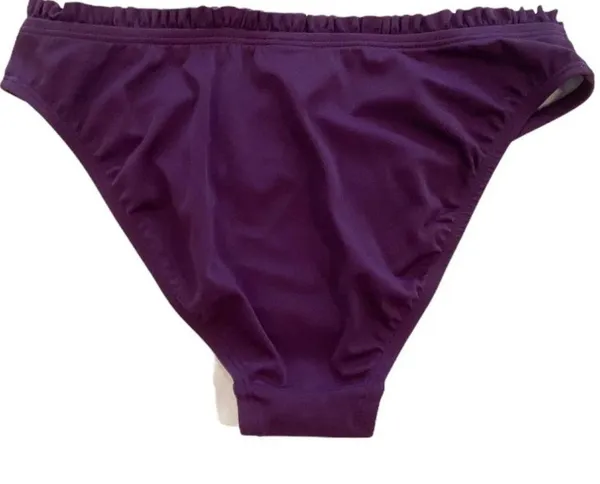 AERIN ROSE Violet Purple Ruffle Trim Bikini Bottoms - Image 3