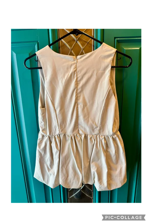 TCEC White Faux Leather Peplum Tank Small - Image 5