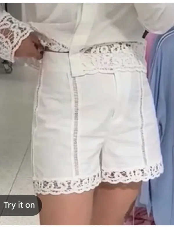 Zara white crochet trim shorts new with tags - Image 2