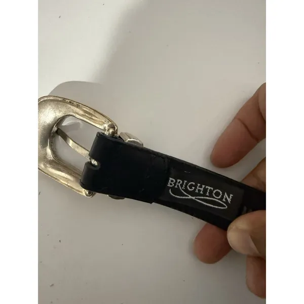 Brighton Black Leather Belt With Silver‎ Cowgirl Cowboy Heart Concho Size M 35" - Image 7