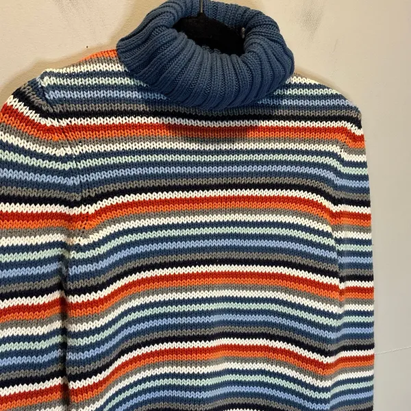 American Eagle Vintage Striped Chunky Knit Turtleneck Sweater - Medium - Image 4
