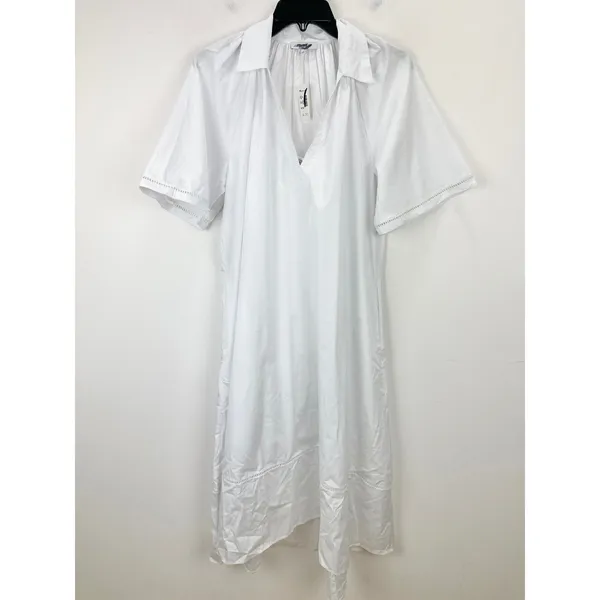 Madewell Poplin Splitneck Midi Shirtdress Cotton White Pockets Relaxed M NWT - Image 7