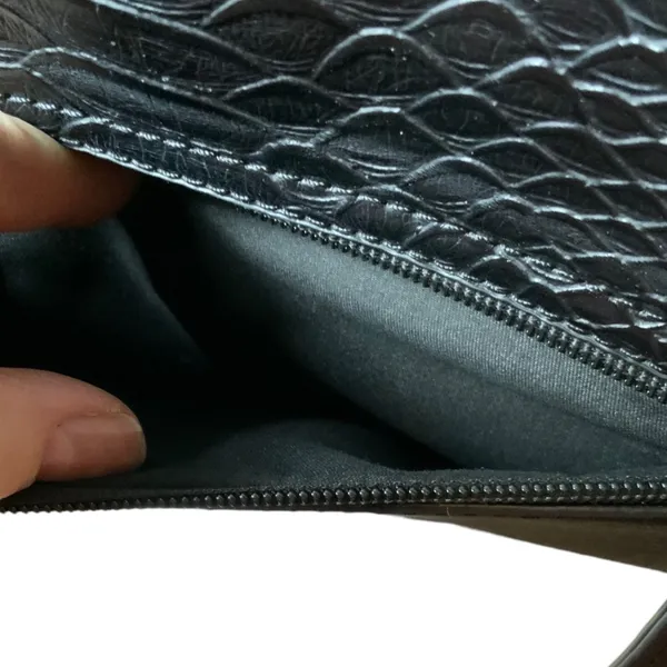 Justfab Joey portfolio‎ iPad clutch black faux leather python embossed fold over - Image 5