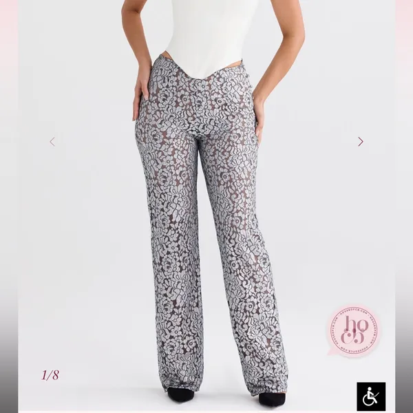 House of CB Mara‎ Silver Metallic Trousers NWOT size M - Image 5