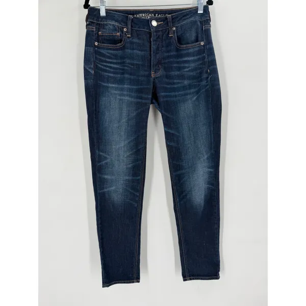 American Eagle Tomgirl Jeans Womens 4 Blue‎ Dark Wash Stretch Denim Casual Indie - Image 6