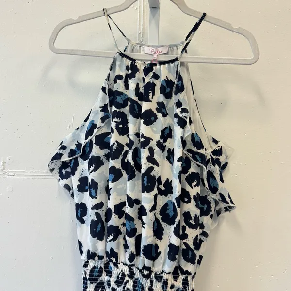 NWT Parker Abstract Animal Print Lightweight‎ Sleeveless Mini Dress Medium Blue - Image 3