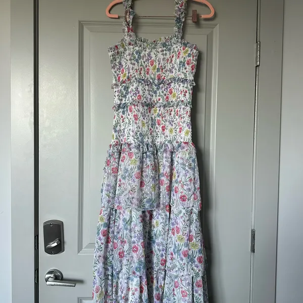 Saylor Leanna Long Tiered Ruffle Floral Maxi Dress small - Image 7