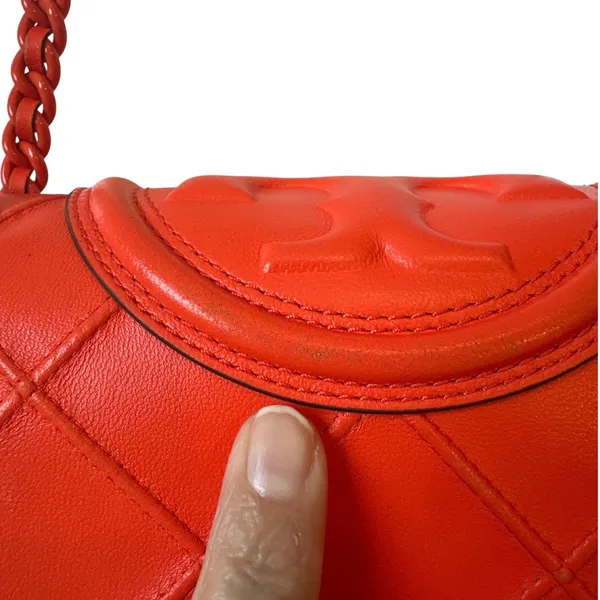Tory Burch Fleming Orange Quilted Leather Convertible Shoulder Crossbody Bag - Image 14