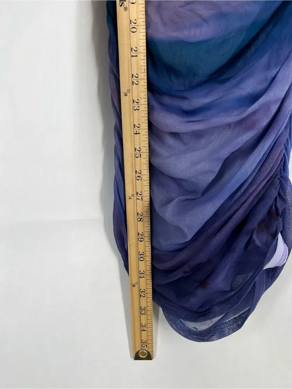 Urban Outfitters UO Austin Blue Ombré Mesh Ruched Bodycon Mini Dress S - Image 11