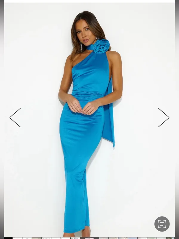 Hello Molly blue dress with flower neck - Image 3