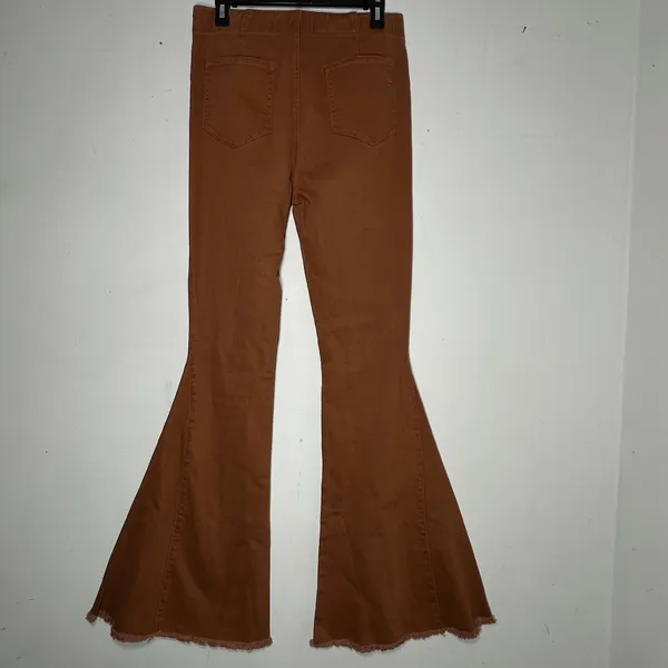 Newbury‎ Kustom Rust Brown Flare Bell Bottom Pants High Rise Frayed Hem Medium - Image 2