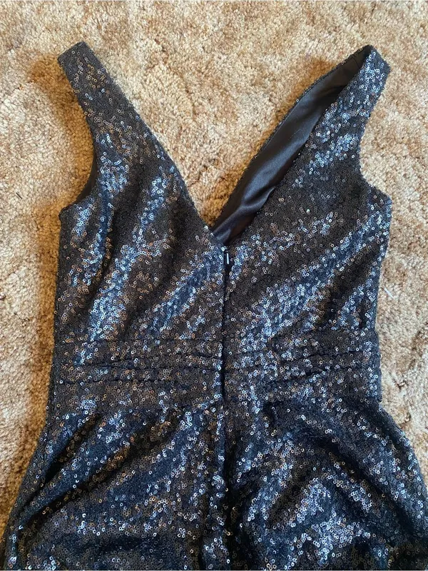 SORELLA VITA Black Sequin V-Neck Maxi Gown Bridesmaids Prom - Image 6