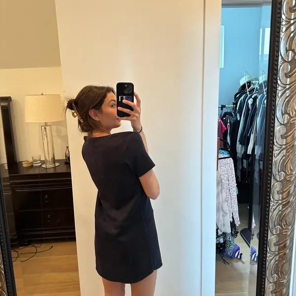 Altar’d State Navy Blue Micro-Sued Shift Dress - Small - Image 3