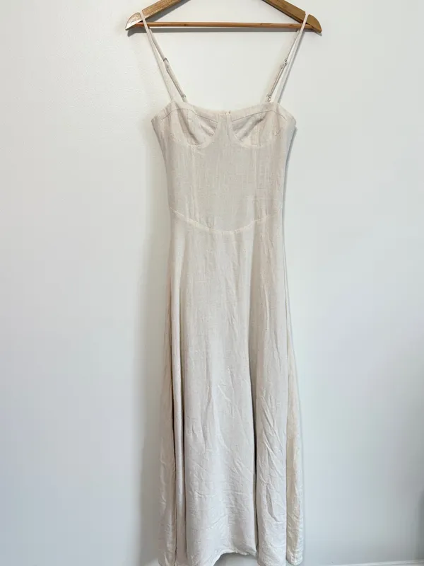 PEPPERMAYO Angelina Linen Maxi Dress Size XS / 2 Cream Oatmeal Summer Beach boho - Image 3