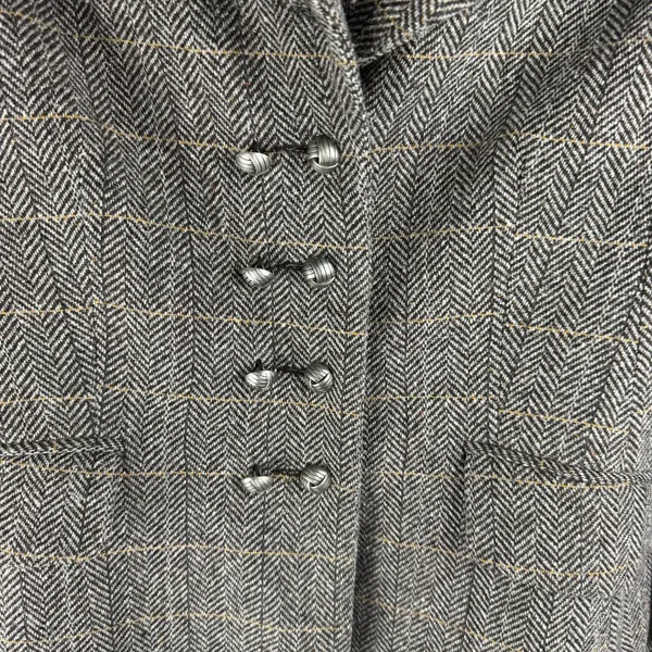 Womens Blazer Size US 8 EU 38 Gray Herringbone H&M Wool‎ Blend Jacket - Image 4
