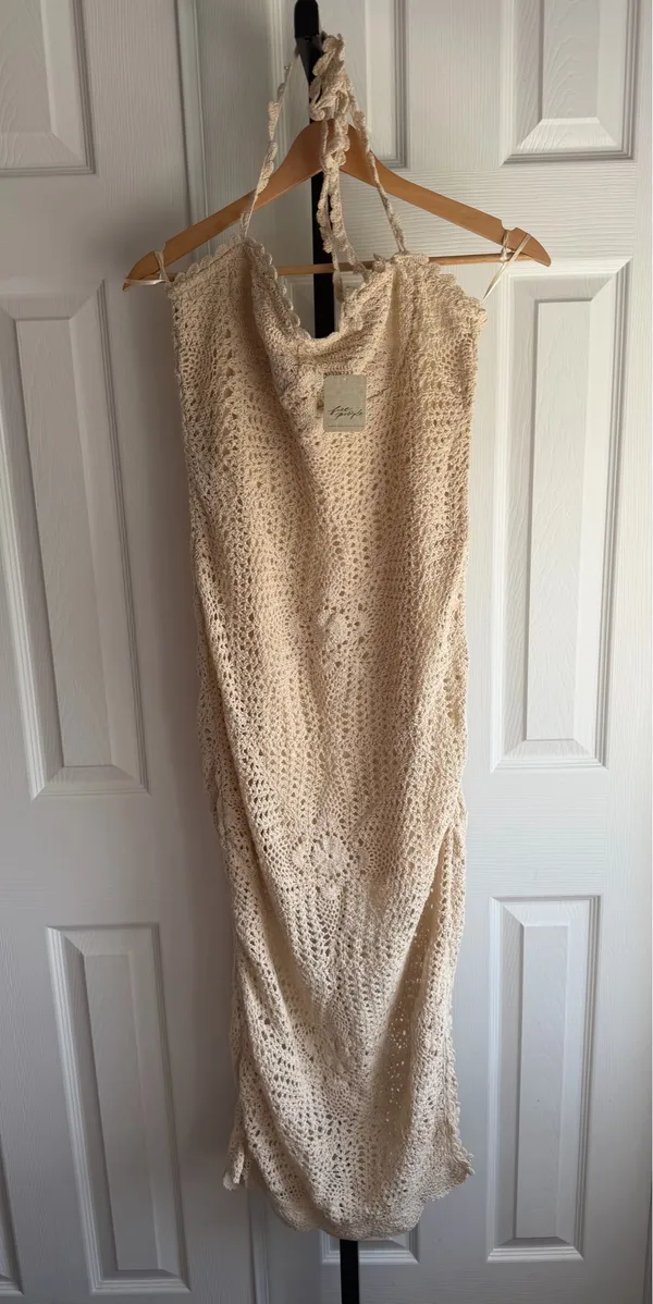NWT Free People Dahlia Crochet Maxi Dress In Cream Size: S - Image 4