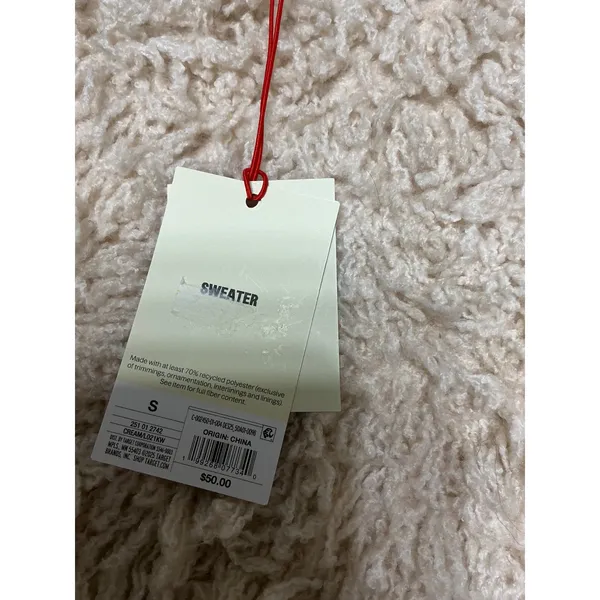 Woolrich x Target Womens Small Shaggy Sweater Cream Fuzzy Cropped NWT $50 - Image 4
