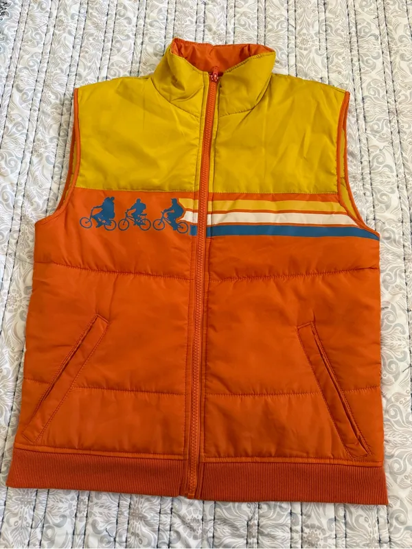Stranger Things Retro Bike Puffer Vest Orange Halloween Costume Cosplay Size S - Image 2