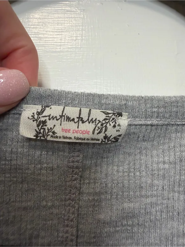 Free People Intimately Rock The Boat Gray‎ Ribbed Long Sleeve Top Size Small - Image 2