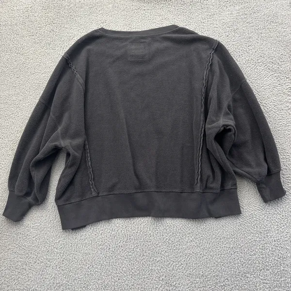 American Eagle Huggable Sweatshirt Charcoal Gray Sherpa Fleece Women's XL - Image 2