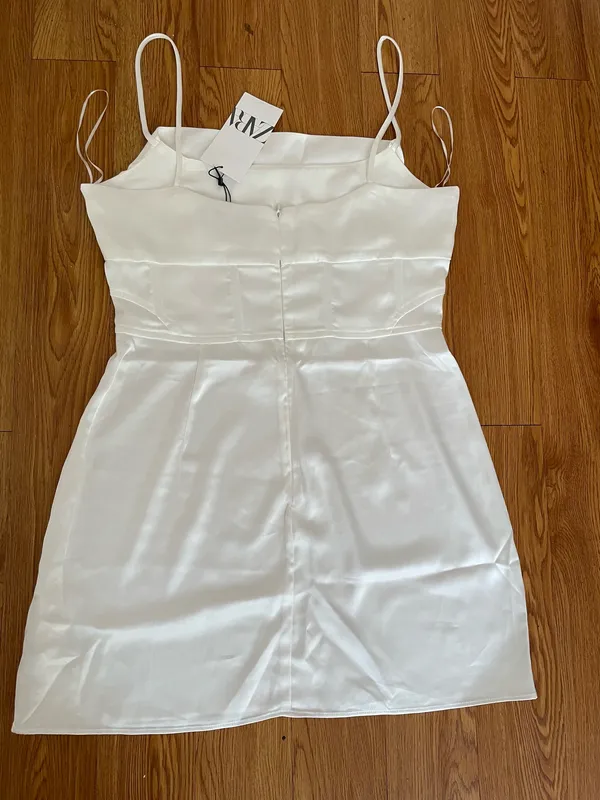 Zara satin effect corset dress in white - Image 9