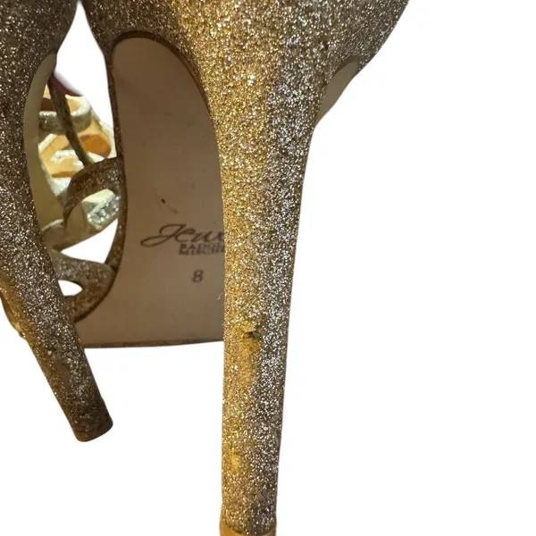 Jewel Badgley Mischka Shoes Womens Size 8‎ Gold Glitter Strappy Stiletto Sandals - Image 8