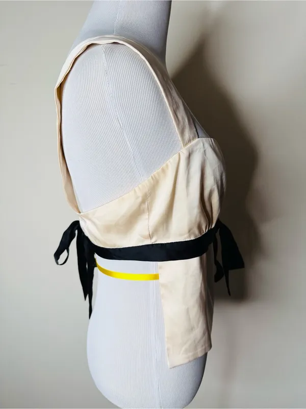 Edikted Ivory Satin Natalia Ribbon Tie Open Back Tank - Image 6