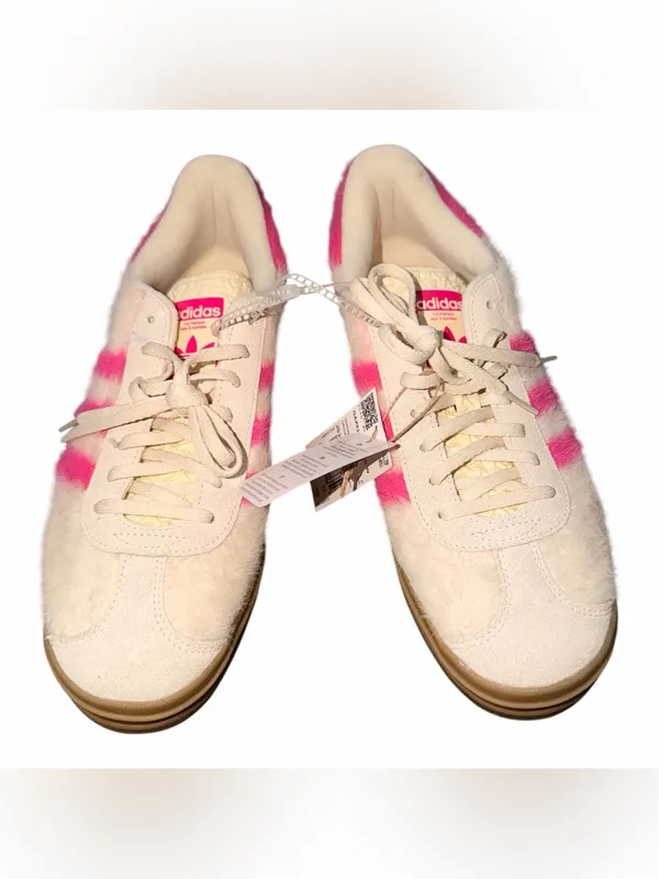 NWT Adidas Gazelle Bold Sneaker Color: Cream White Pink Gold SZ-9.5 Faux Fur - Image 8