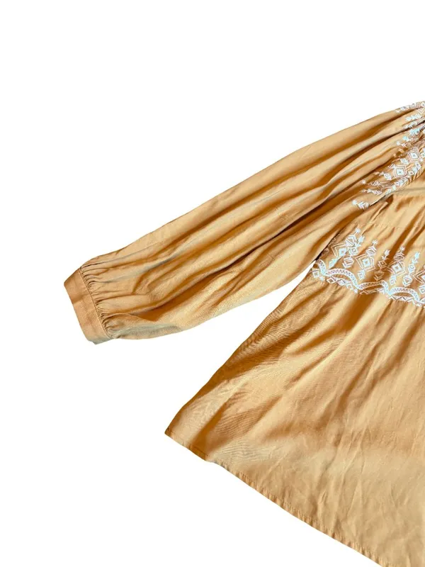 Savanna Jane Yellow Embroidered Peasant Blouse Top Shirt Flowy Size 2X Women's - Image 6