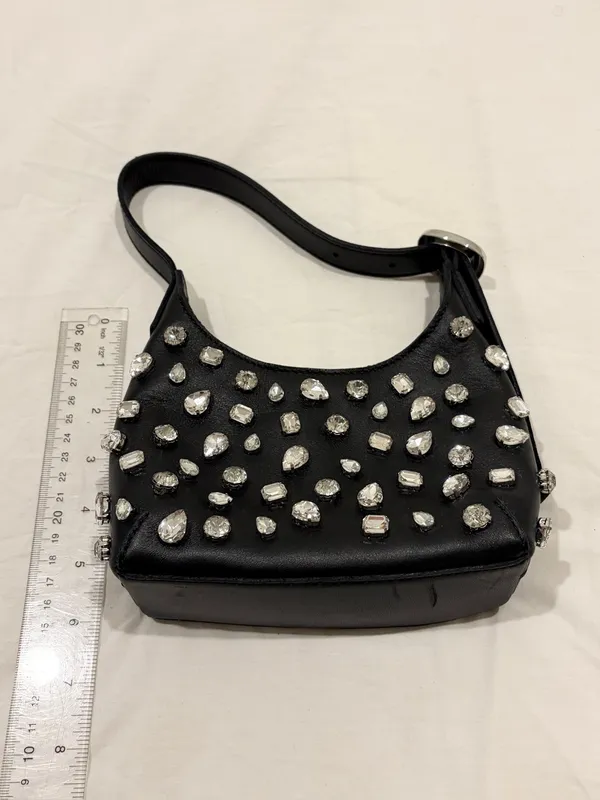 Madewell Black Mini Shoulder Bag with Crystal Studs - Image 9