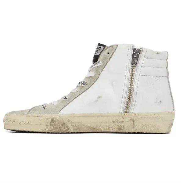 GOLDEN GOOSE Slide distressed leopard faux fur star leather sneakers - Image 3
