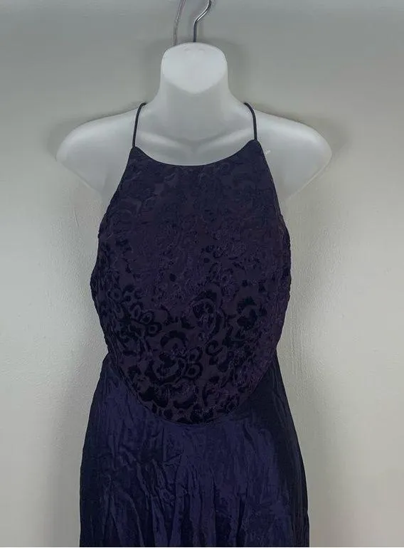 Zum Zum Purple Velvet Detail Criss Cross Open Back Prom Dress Gown size 11 / 12 - Image 3