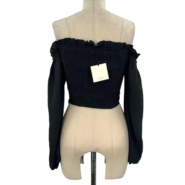 Superdown Darleen Off the Shoulder Corset Top in Black‎ Size XS - Image 7