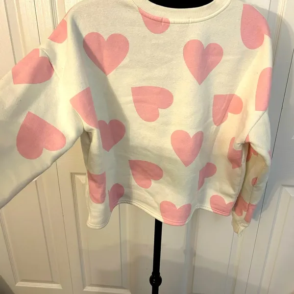 Cropped Pearl Heart‎ Sweatshirt! Pink Size XL - Image 4