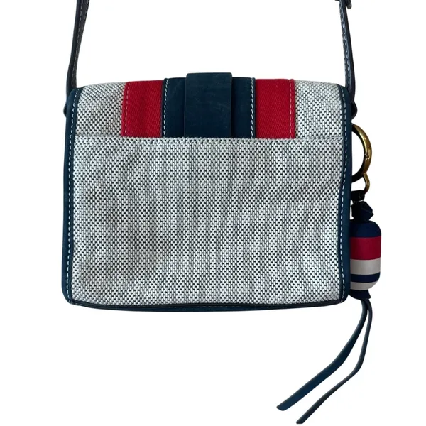 Tory Burch Maritime Stripe Crossbody Canvas Red‎ Ivory Nautical - Image 2