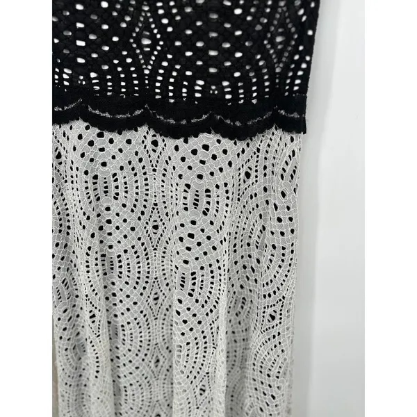 Betsey Johnson Crochet Lace Dress Size 14 Boho Romantic Feminine‎ Black Ivory - Image 4