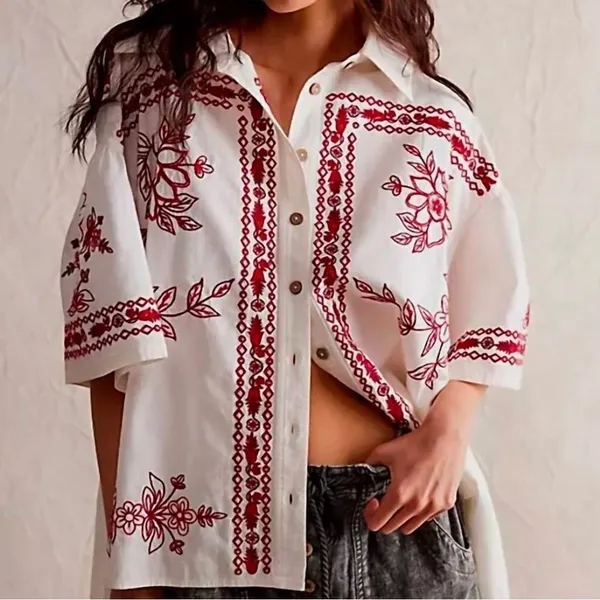 We the Free  Spring Refresh Top In White Embroidered size Large - Image 3