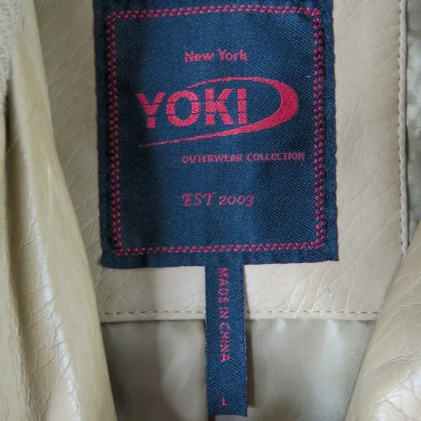 Y2k Vintage Yoki Tan Faux Leather Moto Jacket Large - Image 3