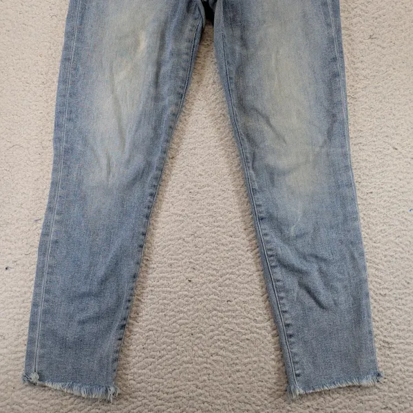 Denim Forum The Nico Mid Rise Skinny Crop Jeans Light Wash Raw Hem Size 28 - Image 7