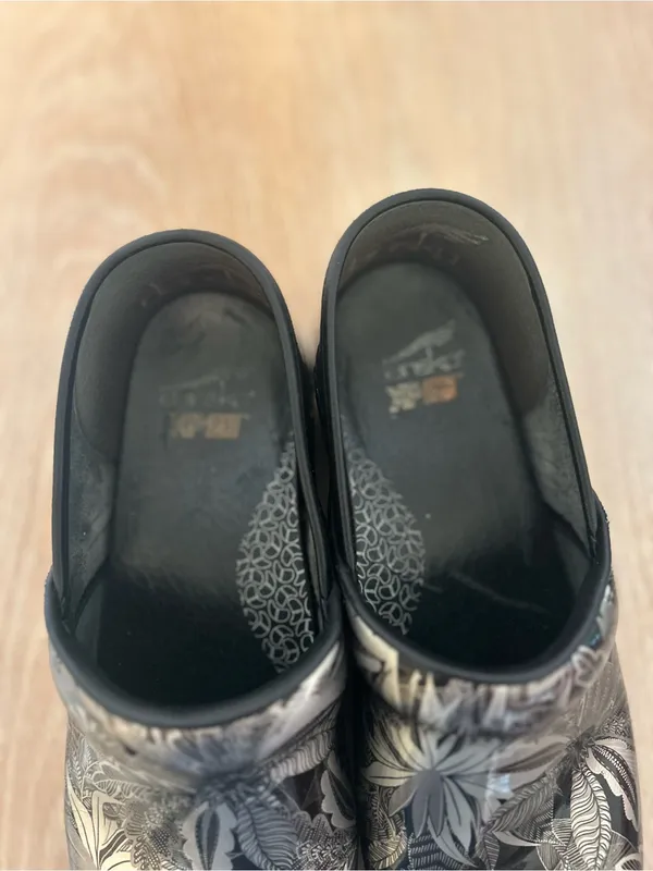 Dansko Black Metallic Floral Clogs for Women - Image 3
