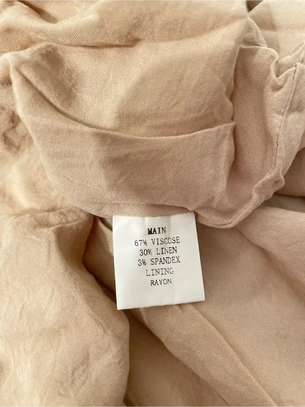 Petal & Pup Beige Tie-Waist Shirt Dress Size 2 Linen Blend - Image 8