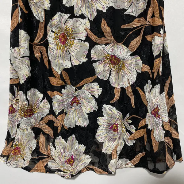 Band of Gypsies Collective Floral Print Midi Slip Skirt Rho Black Cream Size Large - Image 10