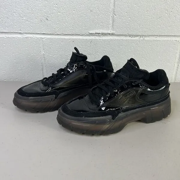 Reebok Platform Athletic Sneakers size 5 Black patent Cardi b shoe CLUB C - Image 3