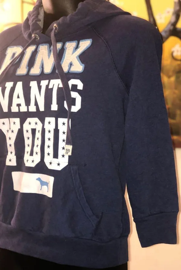 Pink Victoria’s Secrect Blue Hoodie - Image 4